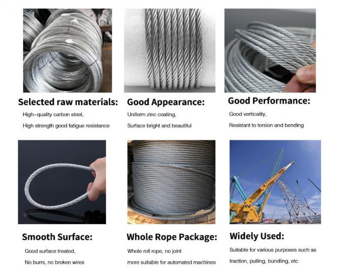 6×36WS galvanized steel wire rope in industrial application
