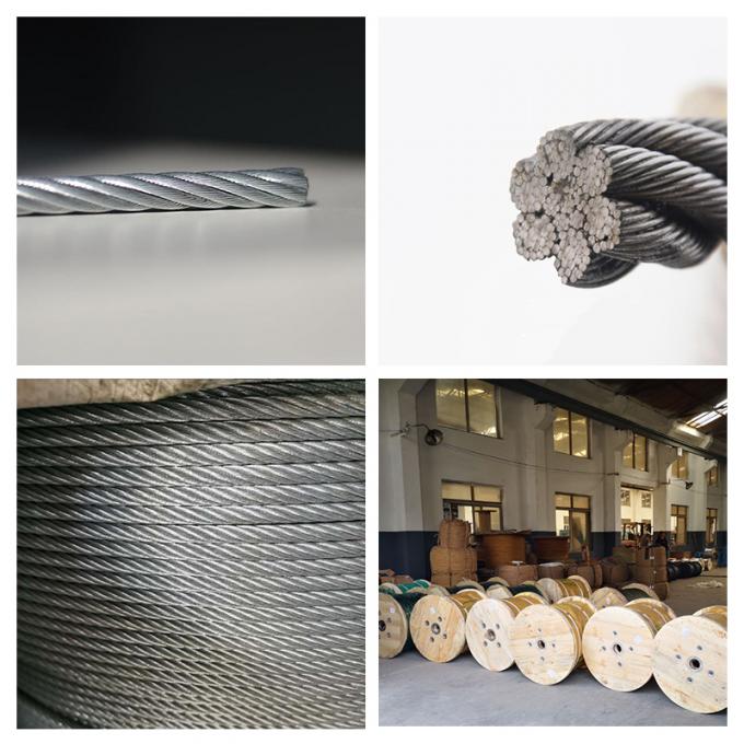 Close-up view of 6×36WS galvanized steel wire rope construction